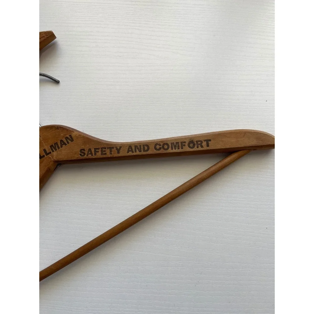 MCM Vintage Pullman &‎ Larken Clothes Wooden Suit Hangers Advertising Set of 2
